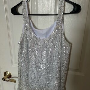 Silver Sequin Tank Top